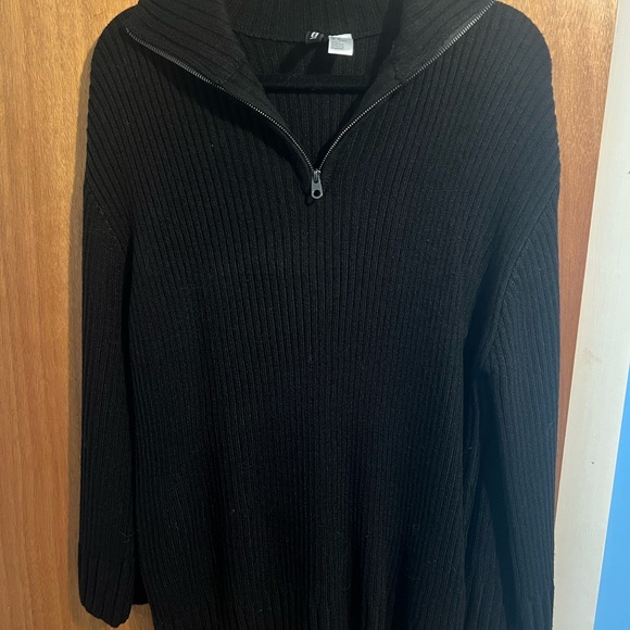 Black Half-Zip Ribbed Sweater - Picture 1 of 3
